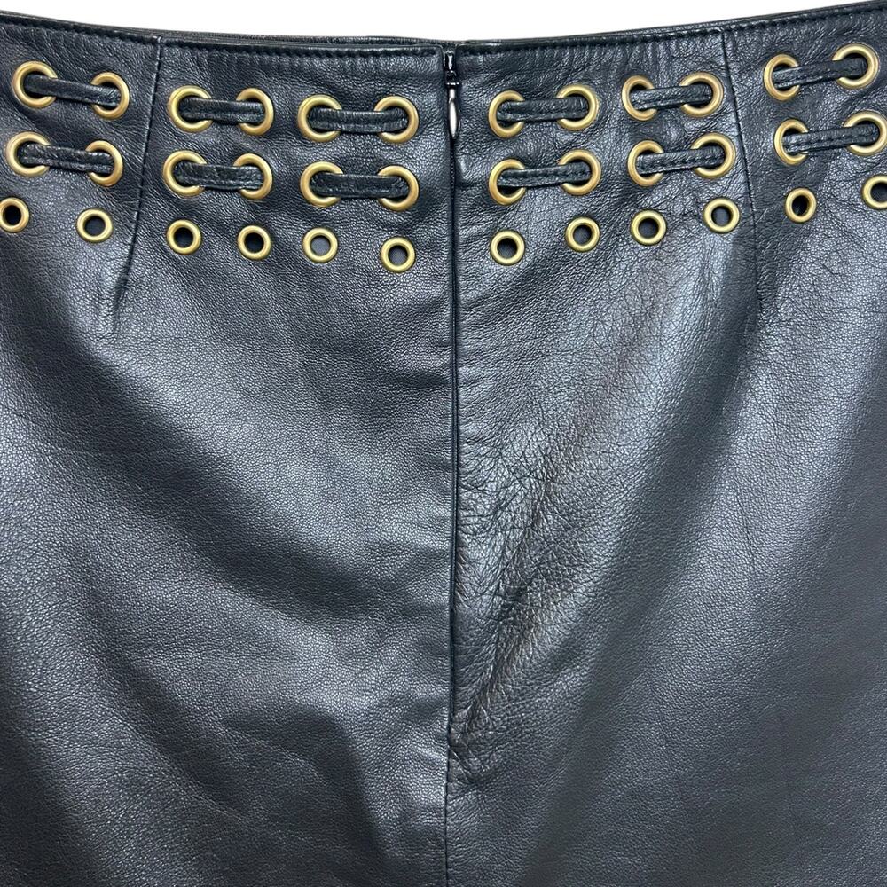 Rat & Boa, Women's Leather Grommet Mini Skirt, Side Ties, Lace-Up, Black, Small - Picture 7 of 9